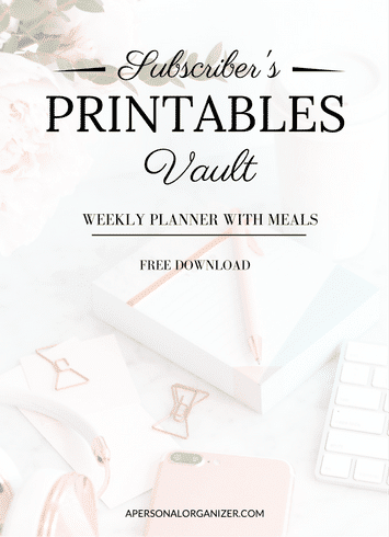 Weekly planner with meals - A Personal Organizer