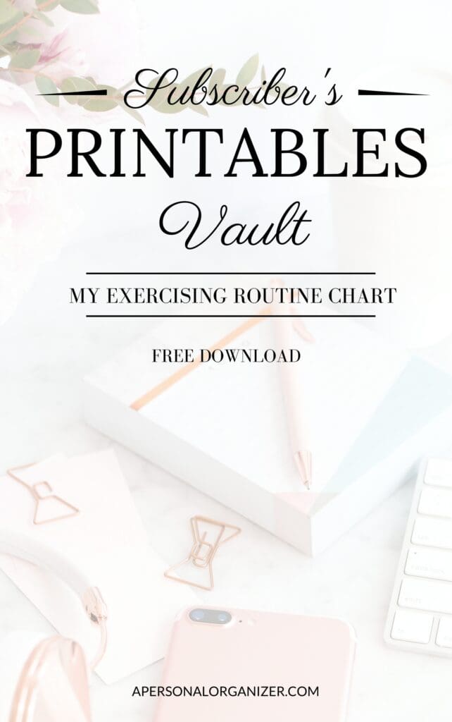 My Exercising Routine Chart - A Personal Organizer