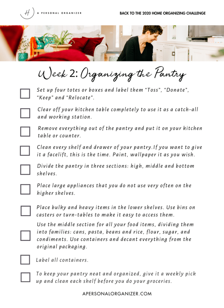 pantry organizing checklist