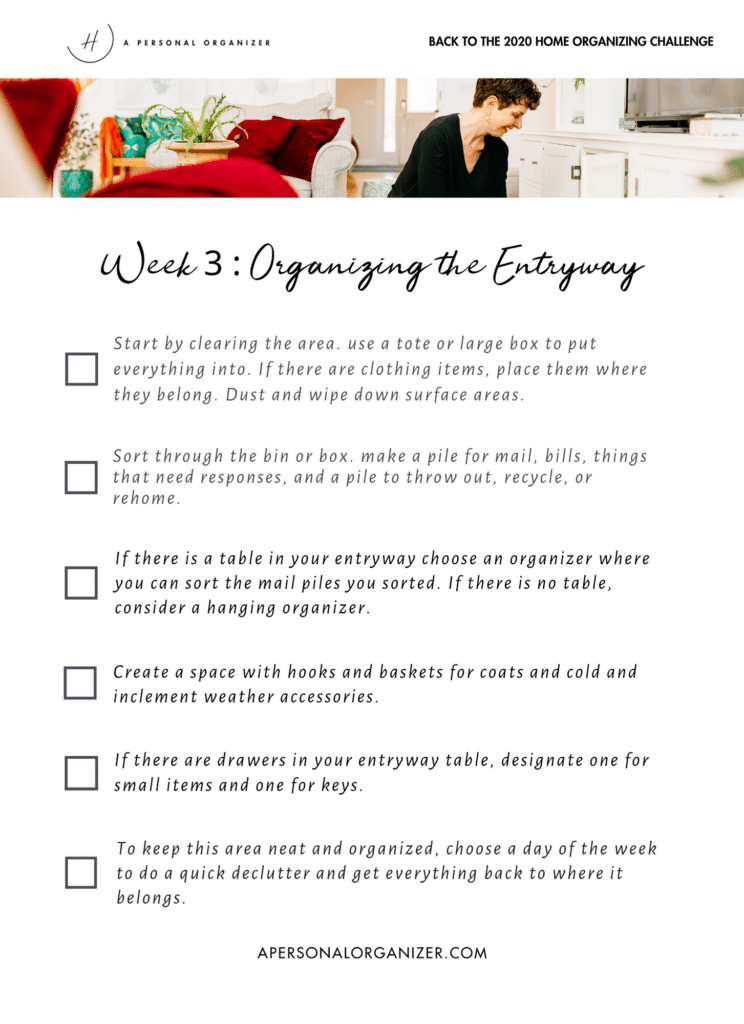 organizing the entryway checklist